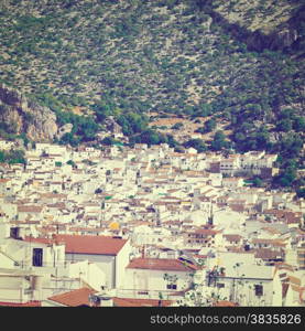 Bird&rsquo;s Eye View on the White Spanish City of Ubrique, Instagram Effect