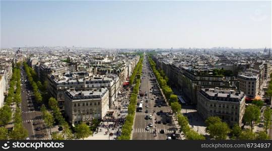 Bird&rsquo;s-eye View Panorama of Paris Boulevards