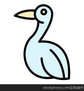 Bird stork icon. Outline bird stork vector icon color flat isolated. Bird stork icon color outline vector
