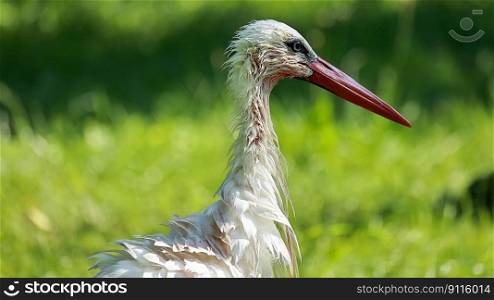 bird stork plumage wet wildlife