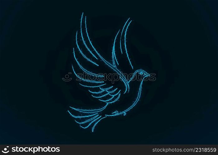 Birds or pigeons on a dark blue background