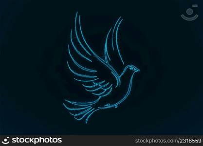 Birds or pigeons on a dark blue background