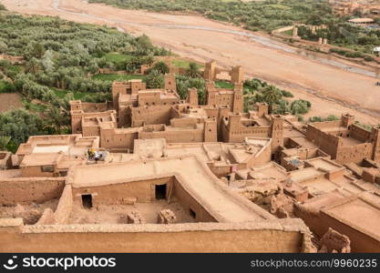 Birdview overview over the kasbah in morocco