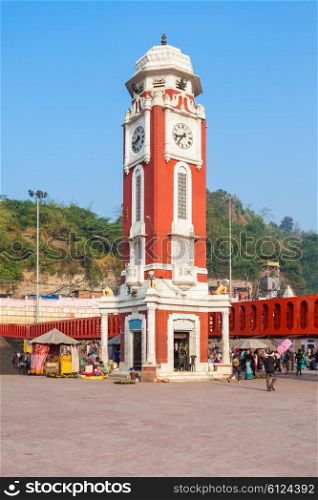 Birla Clock Tower at Har Ki Pauri ghat in Haridwar, India.