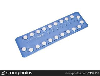 Birth Control Pills isolated on white background. Birth Control Pills