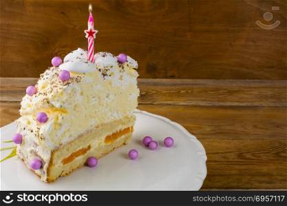 Birthday background cake with burning candles. Birthday background cake with burning candles. Birthday Cake. Meringue cake. Pavlova. Birthday card. Birthday background