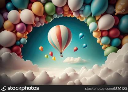 Birthday background with balloons. Illustration Generative AI