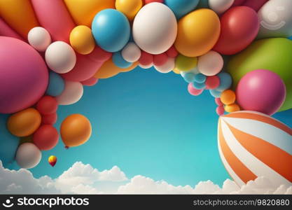 Birthday background with balloons. Illustration Generative AI