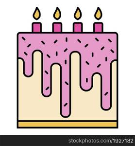 Birthday cake icon. Outline birthday cake vector icon color flat isolated. Birthday cake icon color outline vector
