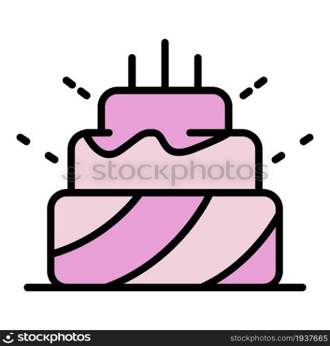Birthday cake icon. Outline birthday cake vector icon color flat isolated. Birthday cake icon color outline vector