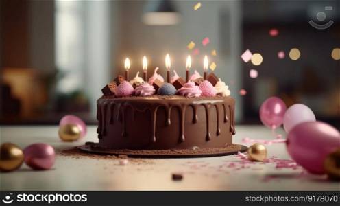 Birthday cake. Illustration Generative AI
