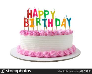 birthday cake with candles clipping path