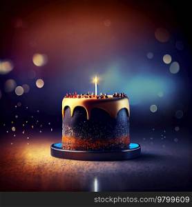 Birthday cake with candles. Illustration AI Generative 