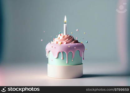 Birthday cake with candles. Illustration AI Generative 