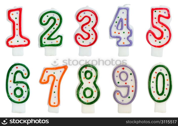 Birthday candles isolated on the white