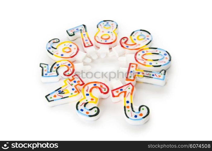 Birthday candles isolated on the white background