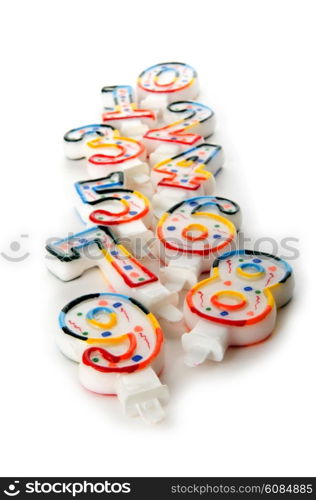 Birthday candles isolated on the white background