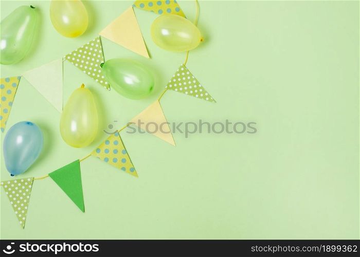 birthday decoration green background with copy space. Resolution and high quality beautiful photo. birthday decoration green background with copy space. High quality beautiful photo concept