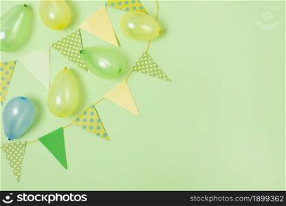 birthday decoration green background with copy space. Resolution and high quality beautiful photo. birthday decoration green background with copy space. High quality beautiful photo concept