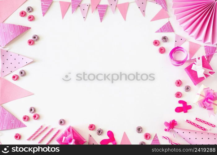 birthday gifts froot loops candies with party accessories white backdrop