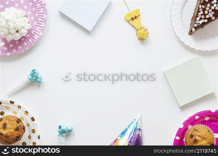 birthday items white background with copy space