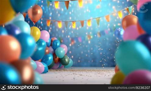 Birthday party background. Illustration Generative AI 