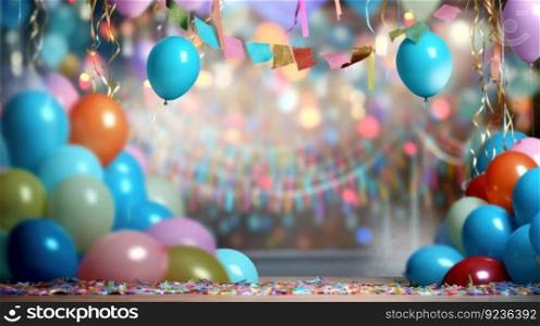 Birthday party background. Illustration Generative AI
