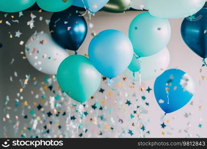 Birthday Party Holiday Balloon Background. Illustration Generative AI