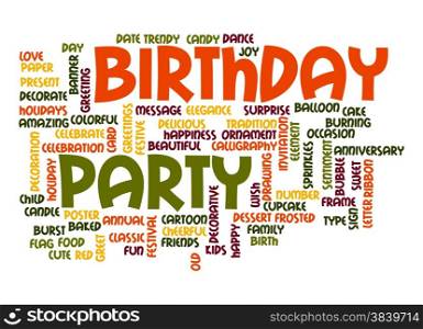 Birthday party word cloud