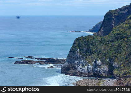 Biscay bay coast landscape, near Gaztelugatxe island, Basque Country (Spain).