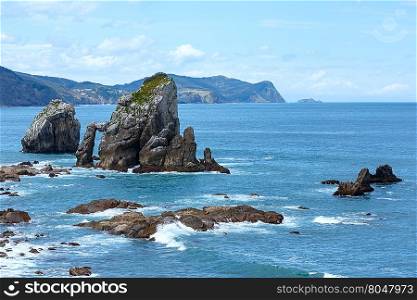 Biscay bay coast landscape, near Gaztelugatxe island, Basque Country (Spain).