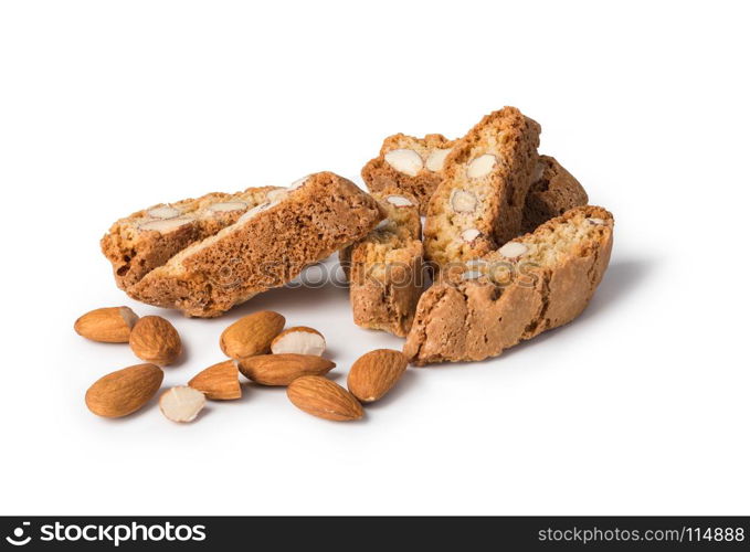 biscotti. cantuccini cookies on white background