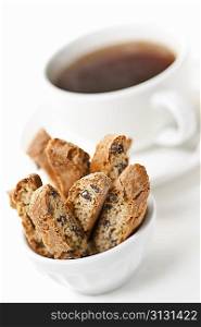Biscotti cookies and coffee