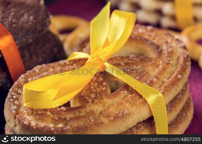 Biscuits on table. Assorted biscuits and sweets on table