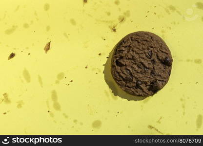 Biscuits on yellow background. Day light