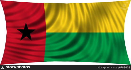 Bissau-Guinean national official flag. Patriotic symbol, banner, element, background. Correct colors. Flag of Guinea-Bissau waving, isolated on white, 3d illustration