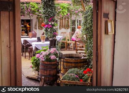 bistrot with flowers