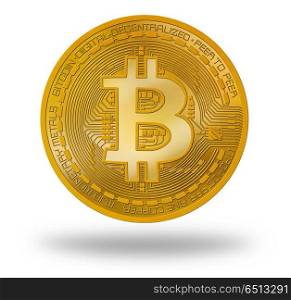 Bitcoin BTC coin with logo isolated on white. Bitcoin BTC coin with logo isolated on white background
