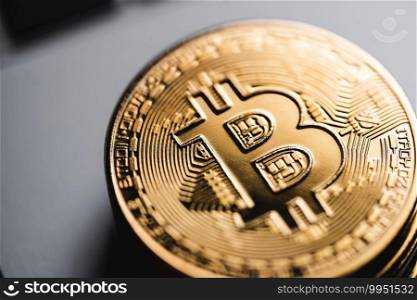 bitcoin coins with black background
