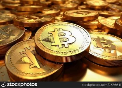 Bitcoin Cryptocurrency as Gold Coins background texture
