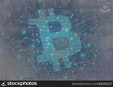 Bitcoin cryptocurrency digital internet currency and economic banking concept of online electronic money in a financial trade or transaction as an abstract 3D illustration.