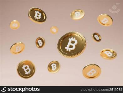 Bitcoin floating, 3D illustration