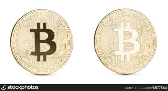 Bitcoin isolated on white backgound. Bitcoin on white backgound