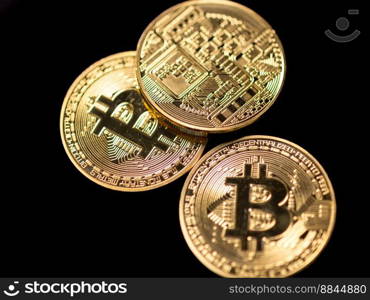 Bitcoin on black background