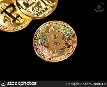 Bitcoin on black background