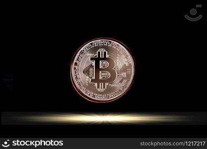 Bitcoin on black background, Bitcoin is Electronic currency Internet finance