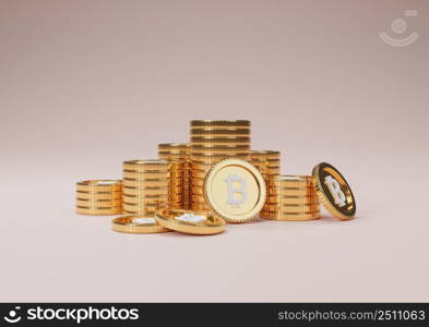 Bitcoin stack, 3D illustration