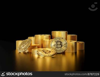 Bitcoin stack, 3d illustration