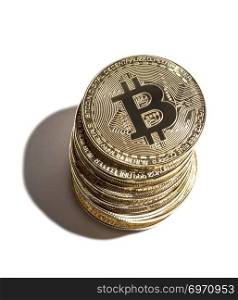 Bitcoin stack white isolated