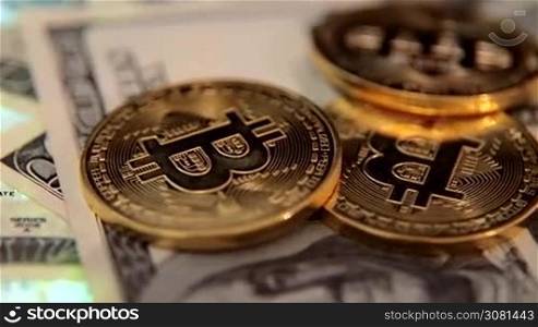 Bitcoins and dollars, rotating